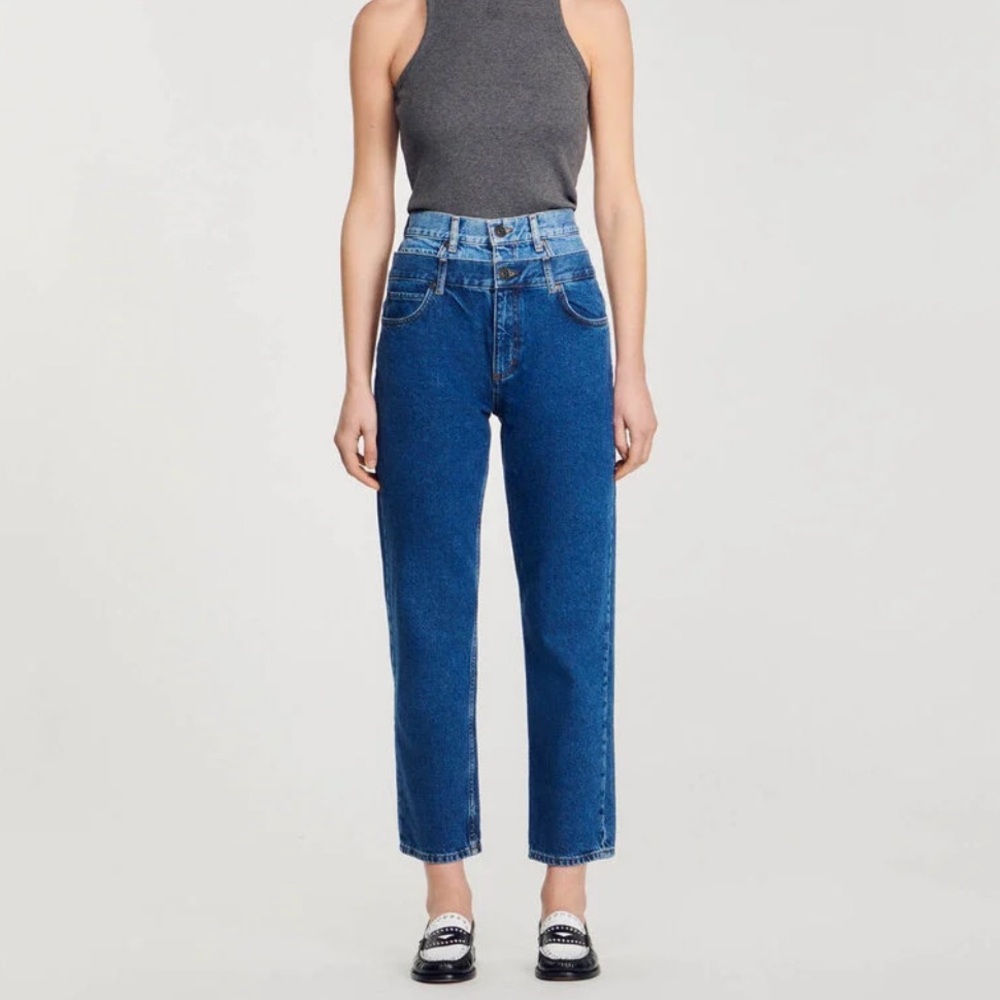 Sandro Womens Kitty High Rise Layer Effect Jeans